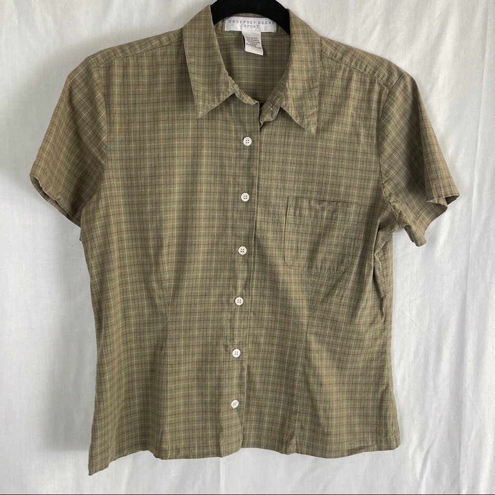 ☃️3 for $23 ☃️ Geoffrey Beene Sport S/S Cotton/Spandex Cropped Plaid Shirt